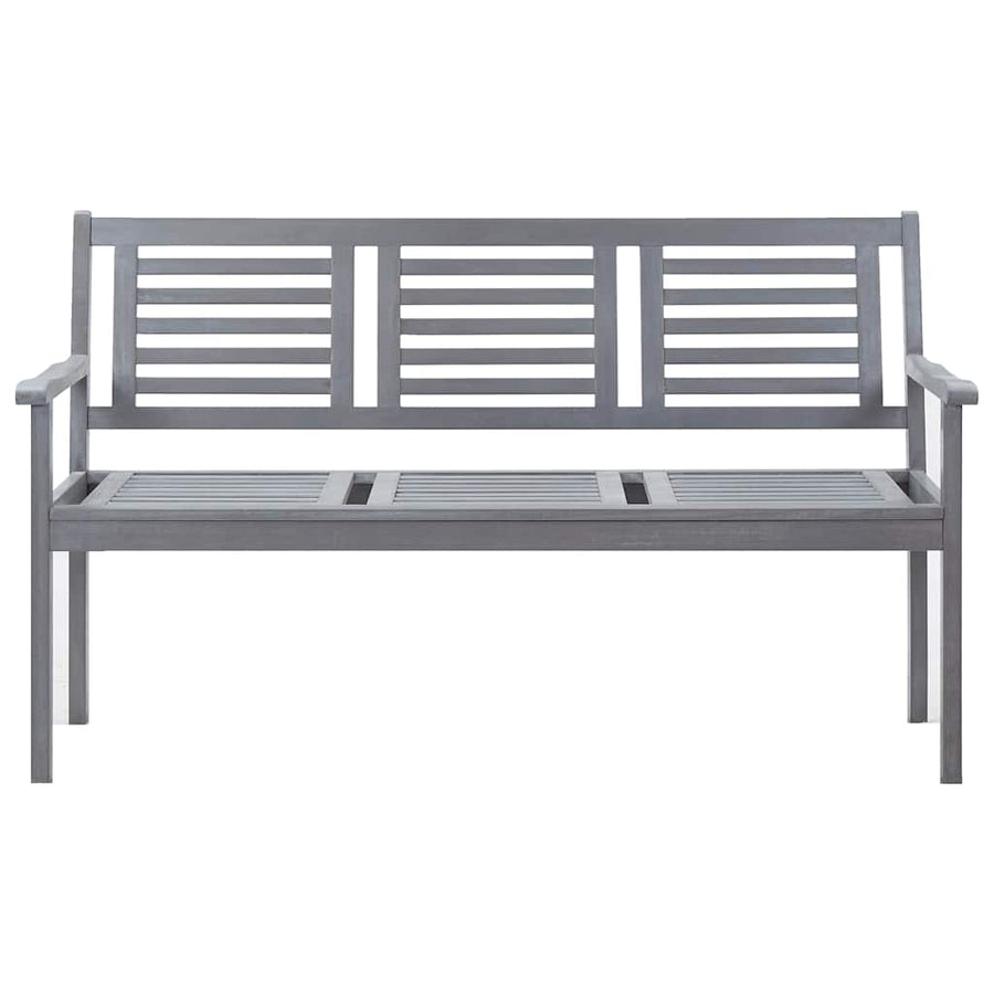 3-Seater Garden Bench with Cushion 150 cm Grey Eucalyptus Wood