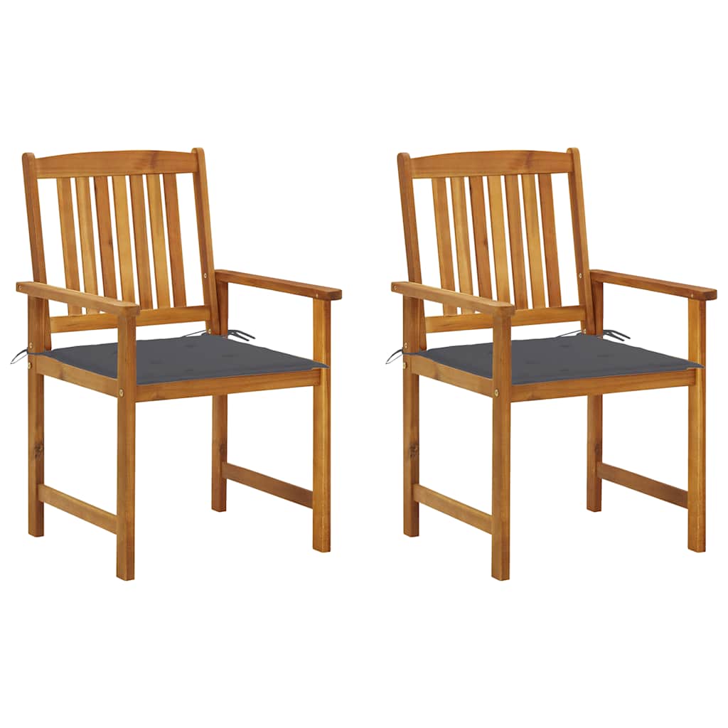 Garden Chairs with Cushions 2 pcs Solid Acacia Wood