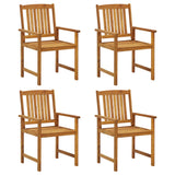 Garden Chairs with Cushions 4 pcs Solid Acacia Wood - Front View