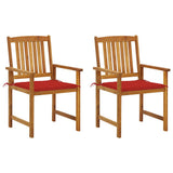 Garden Chairs with Cushions 2 pcs Solid Acacia Wood
