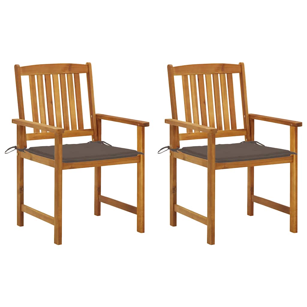 Garden Chairs with Cushions 2 pcs Solid Acacia Wood