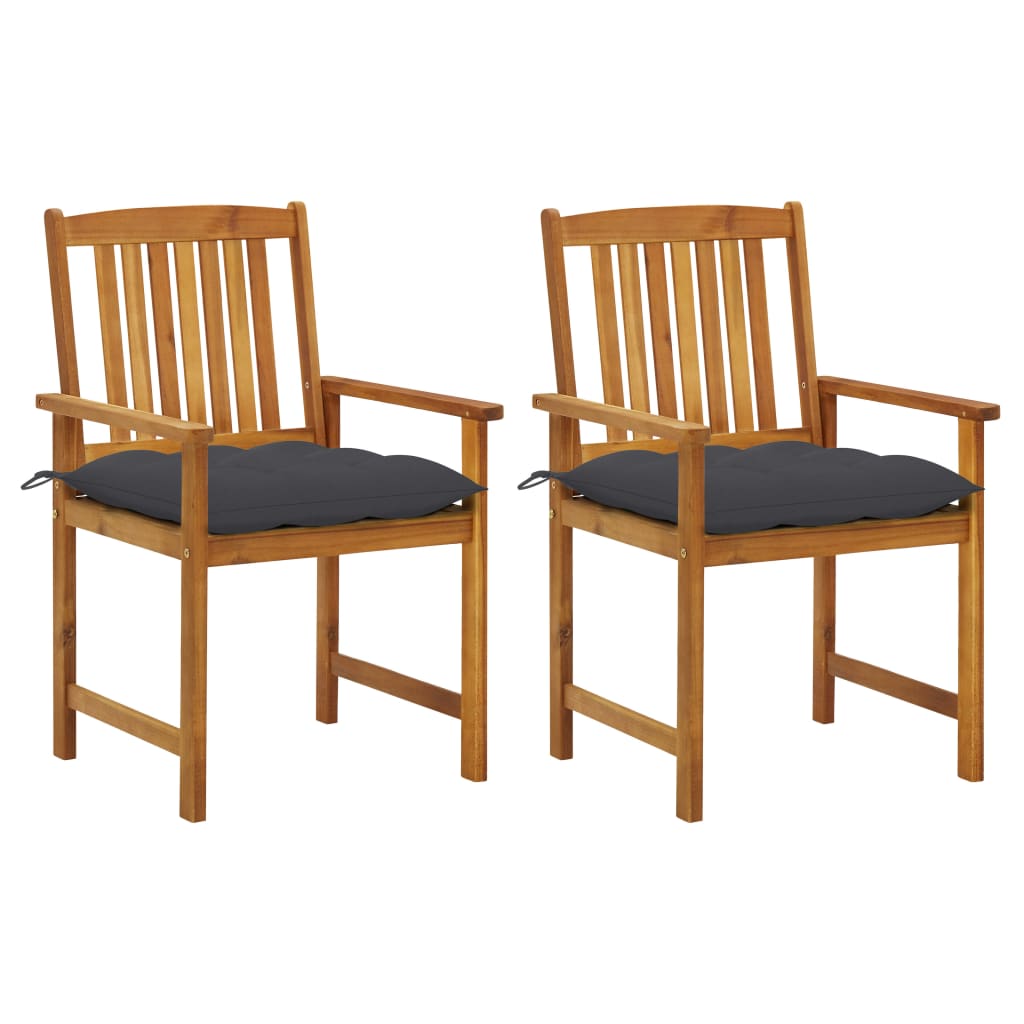 Garden Chairs with Cushions 2 pcs Solid Acacia Wood