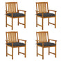 Garden Chairs with Cushions 4 pcs Solid Acacia Wood