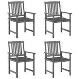 Garden Chairs with Cushions 4 pcs Grey Solid Acacia Wood