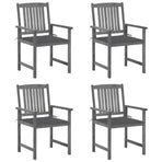 Garden Chairs with Cushions 4 pcs Grey Solid Acacia Wood