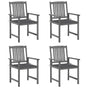 Garden Chairs with Cushions 4 pcs Grey Solid Acacia Wood