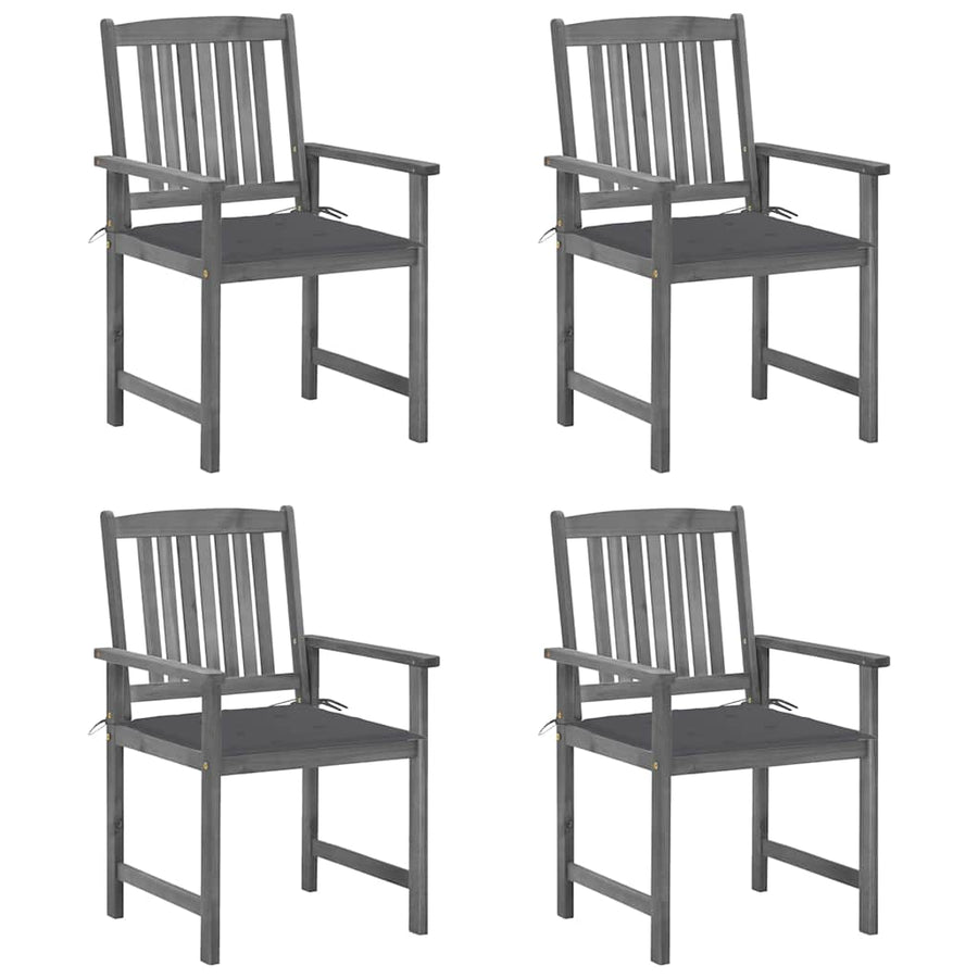 Garden Chairs with Cushions 4 pcs Grey Solid Acacia Wood