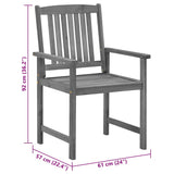Garden Chairs with Cushions 4 pcs Grey Solid Acacia Wood - Extra Image