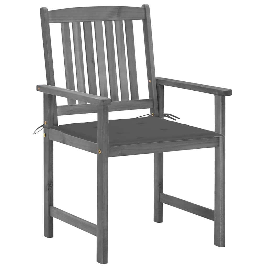 Garden Chairs with Cushions 4 pcs Grey Solid Acacia Wood