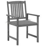 Garden Chairs with Cushions 4 pcs Grey Solid Acacia Wood - Side View