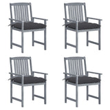 Garden Chairs with Cushions 4 pcs Grey Solid Acacia Wood