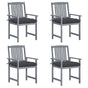 Garden Chairs with Cushions 4 pcs Grey Solid Acacia Wood