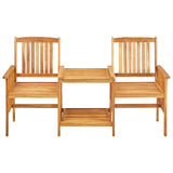 Garden Chairs with Tea Table and Cushions Solid Acacia Wood - Side View