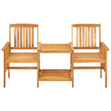 Garden Chairs with Tea Table and Cushions Solid Acacia Wood - Side View