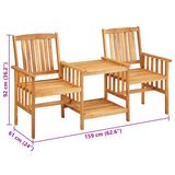 Garden Chairs with Tea Table and Cushions Solid Acacia Wood