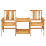 Garden Chairs with Tea Table and Cushions Solid Acacia Wood - Side View