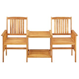Garden Chairs with Tea Table and Cushions Solid Acacia Wood - Side View