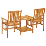 Garden Chairs with Tea Table and Cushions Solid Acacia Wood - Top-Down View