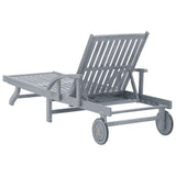 Garden Sun Lounger with Cushion Solid Acacia Wood - Rear View