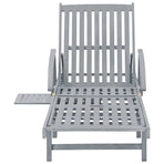 Garden Sun Lounger with Cushion Solid Acacia Wood