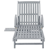 Garden Sun Lounger with Cushion Solid Acacia Wood - Close-Up Angle