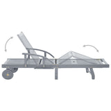 Garden Sun Lounger with Cushion Solid Acacia Wood