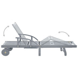 Garden Sun Lounger with Cushion Solid Acacia Wood