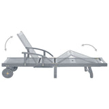 Garden Sun Lounger with Cushion Solid Acacia Wood
