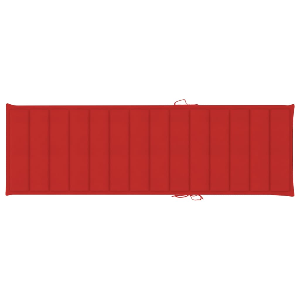 Garden Sun Lounger with Cushion Solid Acacia Wood