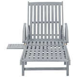 Garden Sun Lounger with Cushion Solid Acacia Wood