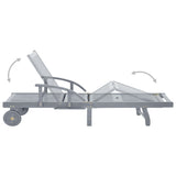 Garden Sun Lounger with Cushion Solid Acacia Wood - Low Angle