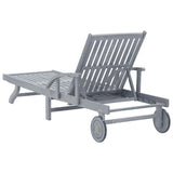 Garden Sun Lounger with Cushion Solid Acacia Wood - Rear View