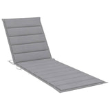Garden Sun Lounger with Cushion Grey Solid Acacia Wood - 45-Degree Angle