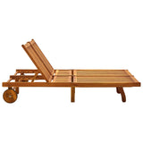 2-Person Garden Sun Lounger with Cushions Solid Acacia Wood - Front View