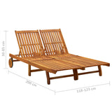 2-Person Garden Sun Lounger with Cushions Solid Acacia Wood - Rear View