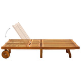2-Person Garden Sun Lounger with Cushions Solid Acacia Wood - Side View