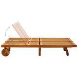 2-Person Garden Sun Lounger with Cushions Solid Acacia Wood - Side View