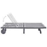 2-Person Garden Sun Lounger with Cushion Grey Solid Acacia Wood - Side View