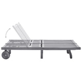 2-Person Garden Sun Lounger with Cushion Grey Solid Acacia Wood - Side View