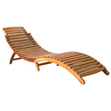 Garden Sun Lounger with Cushion Solid Wood Acacia - Front View