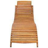 Garden Sun Lounger with Cushion Solid Acacia Wood - Side View