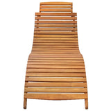 Garden Sun Lounger with Cushion Solid Acacia Wood - Side View