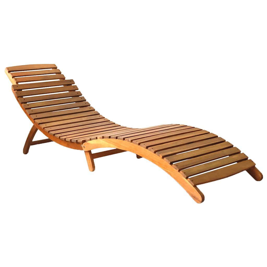 Garden Sun Lounger with Cushion Solid Acacia Wood