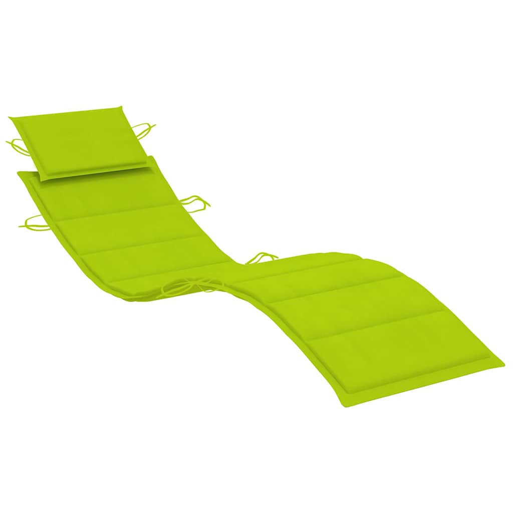 Garden Sun Lounger with Cushion Solid Acacia Wood