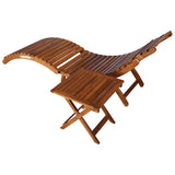 Garden Sun Lounger with Table and Cushion Solid Acacia Wood - Front View
