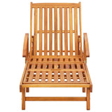 Garden Sun Lounger with Cushion Solid Wood Acacia - Side View