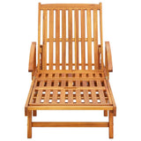 Garden Sun Lounger with Cushion Solid Wood Acacia - 45-Degree Angle