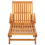 Garden Sun Lounger with Cushion Solid Acacia Wood