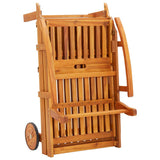 Garden Sun Lounger with Table and Cushion Solid Wood Acacia - Rear View