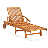 Garden Sun Lounger with Table and Cushion Solid Acacia Wood - Extra Image